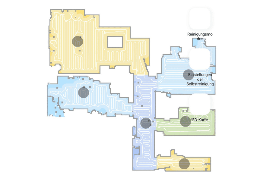 Die Fahrtwege der Lasernavigation des Dreame L10s Ultra sind zu sehen.